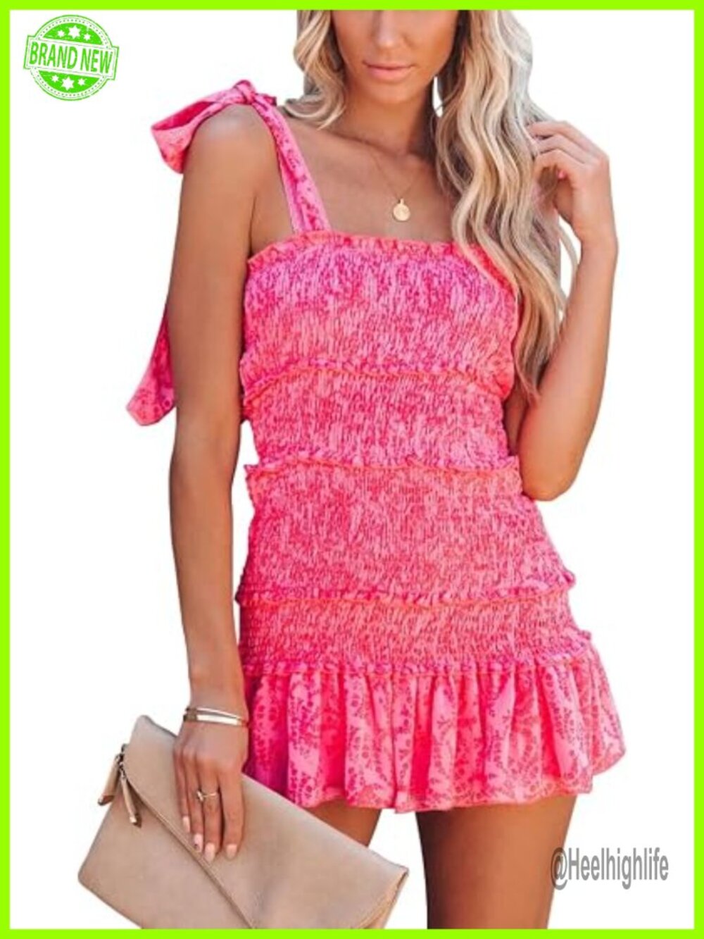 Sleeveless Floral Smocked Mini Bodycon Dress with Square Neck - Picture 1 of 7